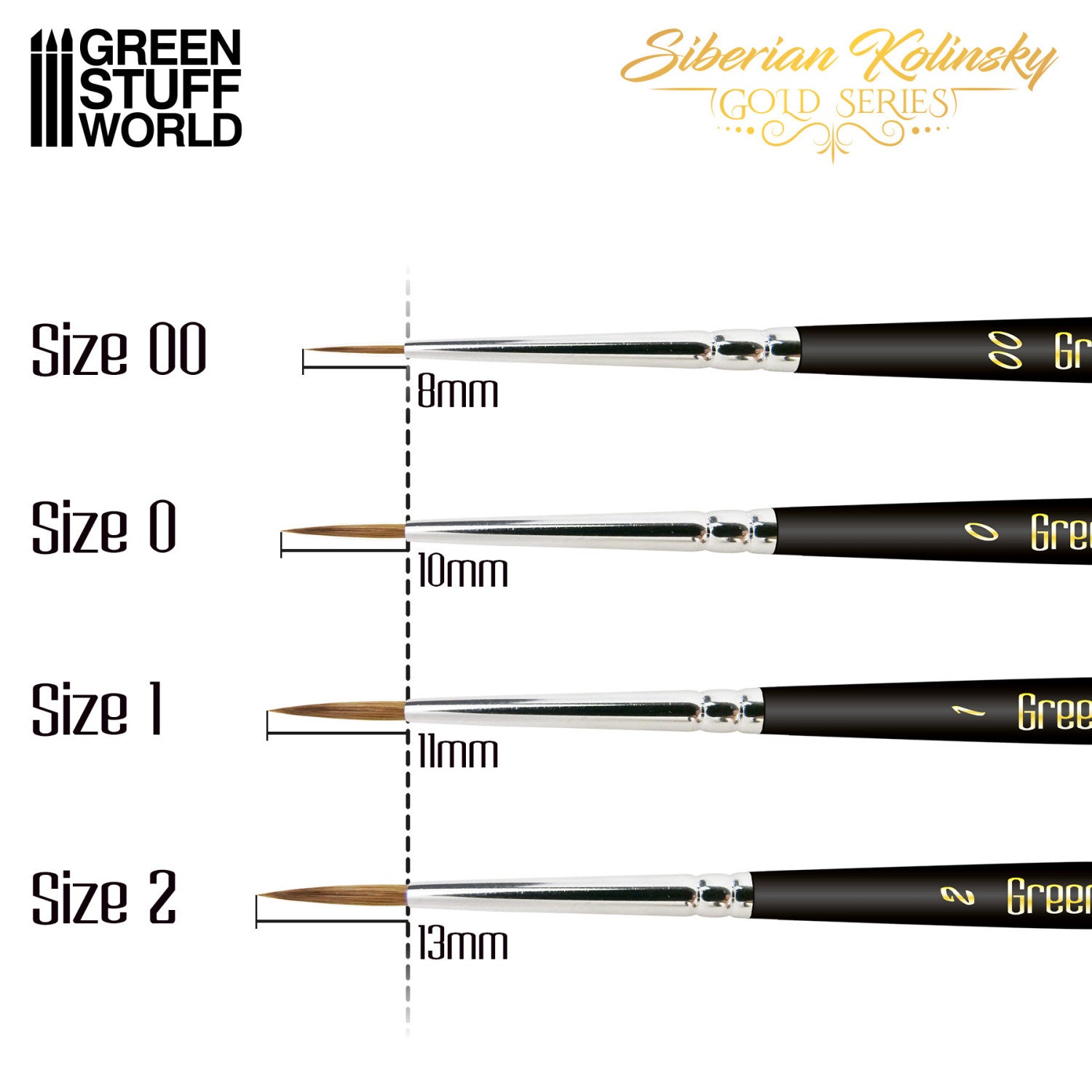 Premium Kolinsky Brush Set - GOLD SERIES | Set Četkica od Dlake Sibirske Kune