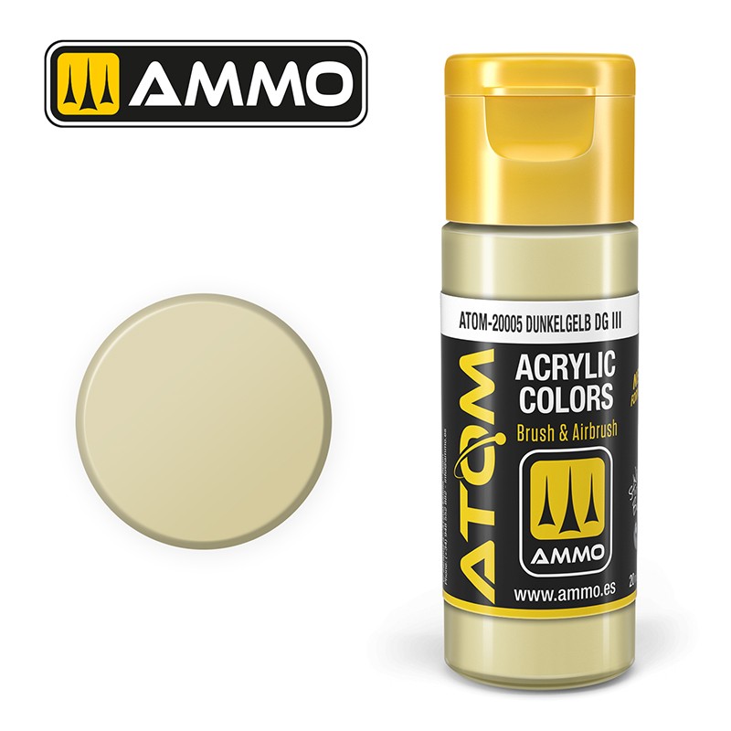 Ammo ATOM Color Dunkelgelb DG III FS27855 akrilna boja za makete
Dunkelgelb boja za nemačka vojna vozila