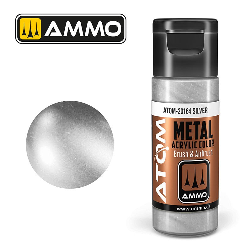Ammo ATOM Metallic Silver akrilna boja za makete
Metalik srebrna boja za modelarstvo