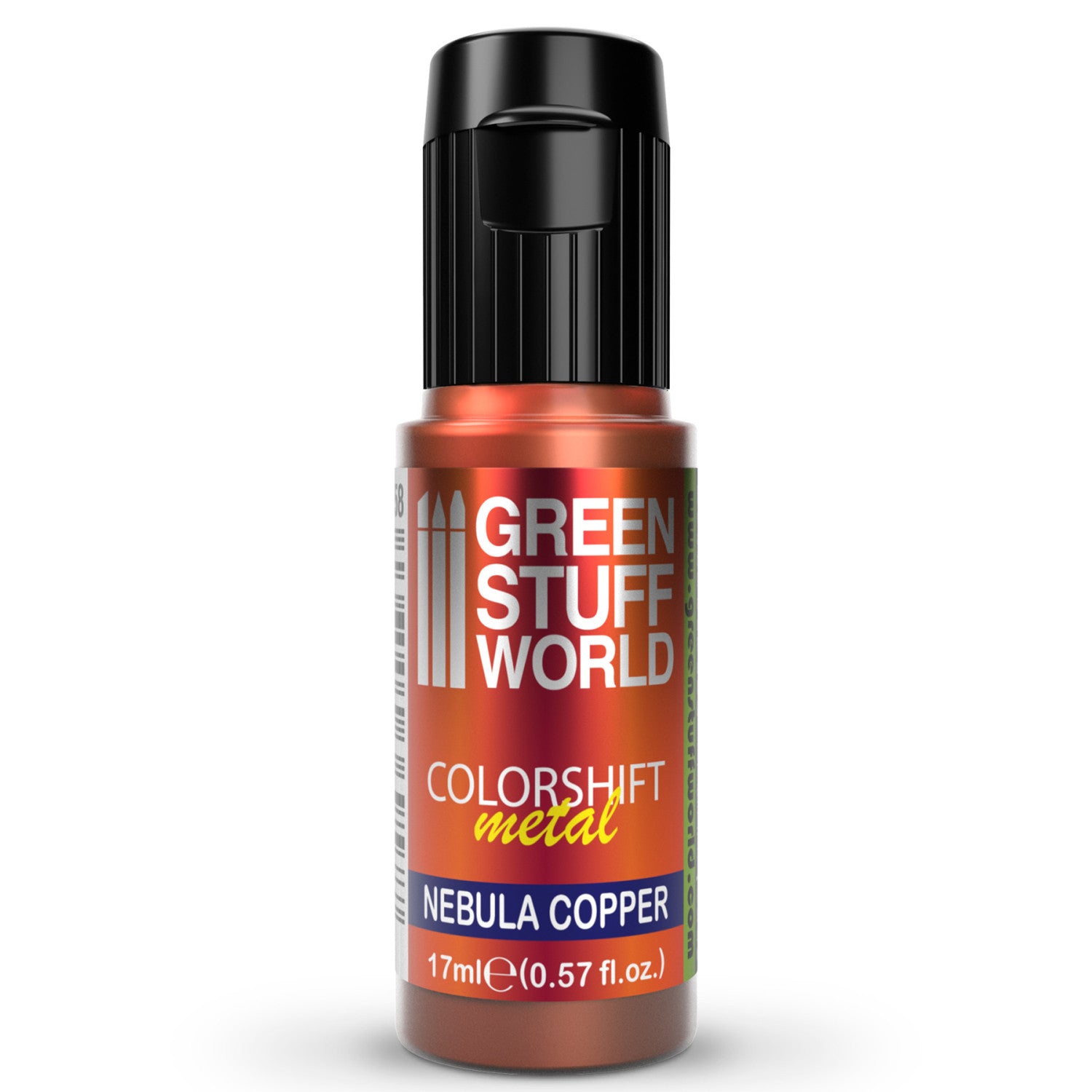 Nebula Copper metalik boja – prikaz bočice i preliva boja pod svetlom
