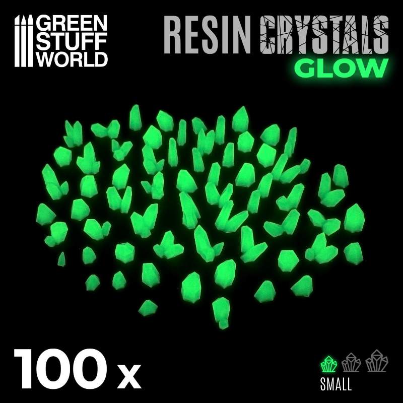 Green Glow Resin Crystals Small | Svetleći zeleni smolasti kristali mali 6–12mm (100 kom)