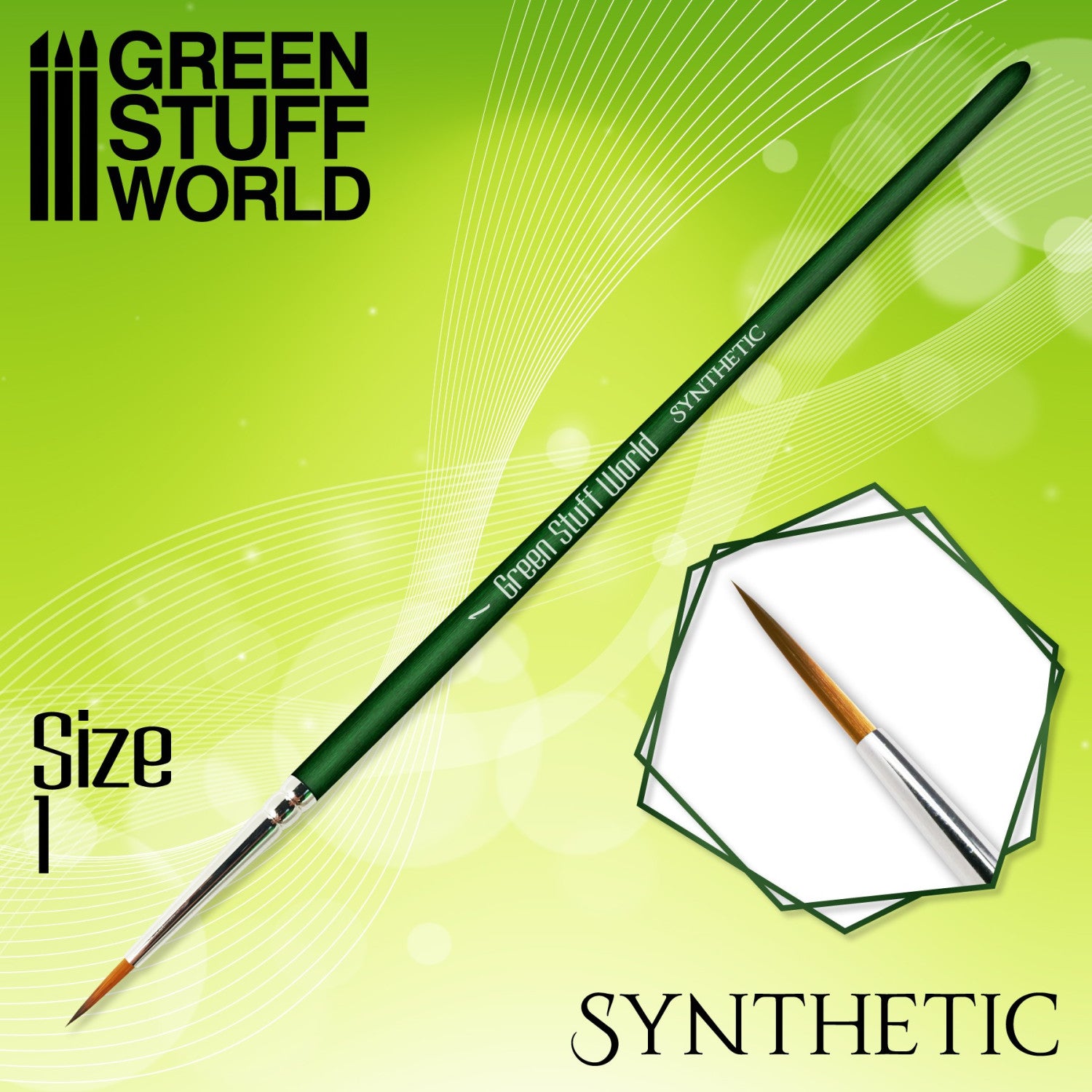 Green Series Synthetic Brush Size 1 – sintetička modelarska četkica veličine 1 za precizno farbanje minijatura