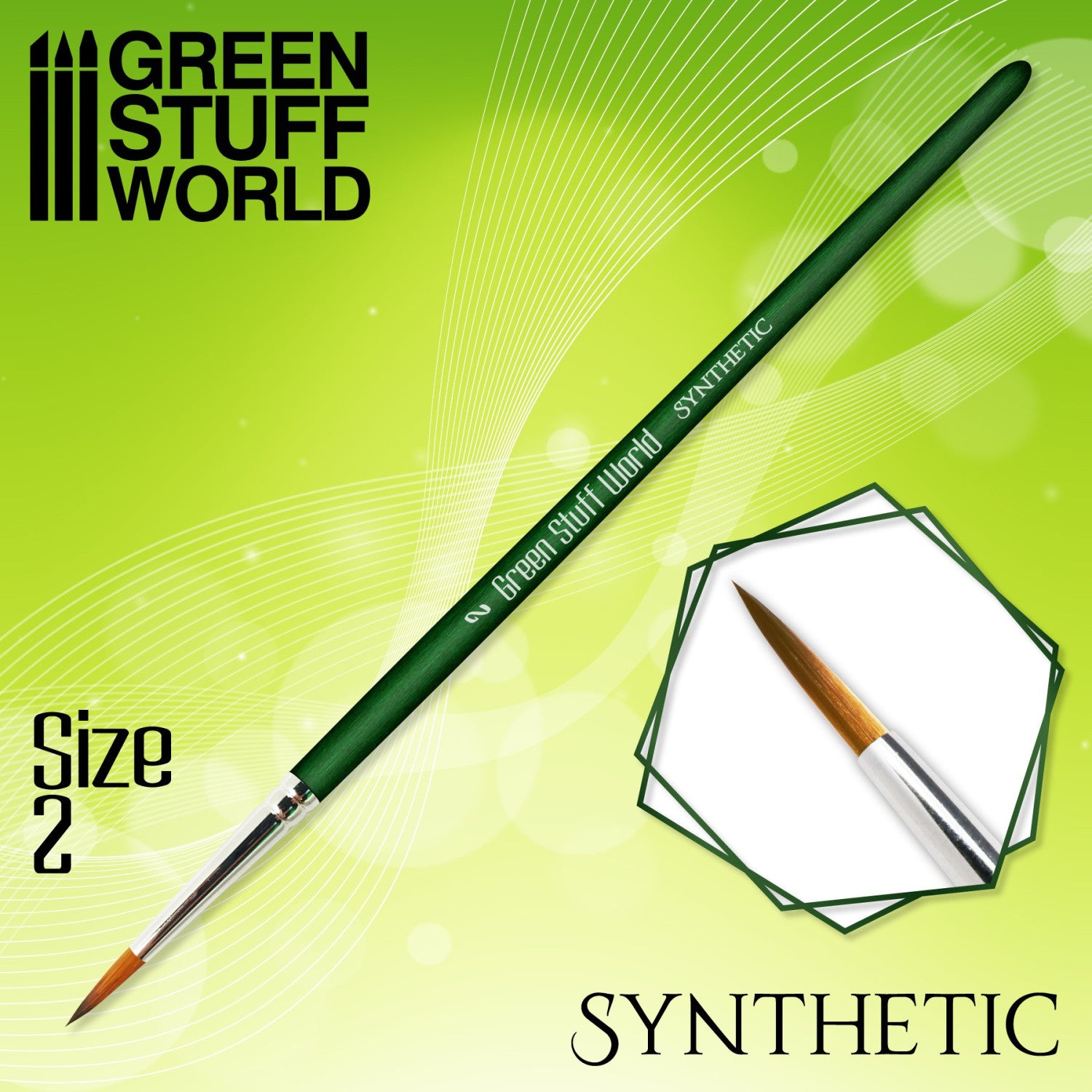Green Series Synthetic Brush Size 2 – sintetička modelarska četkica veličine 2 za precizno farbanje minijatura