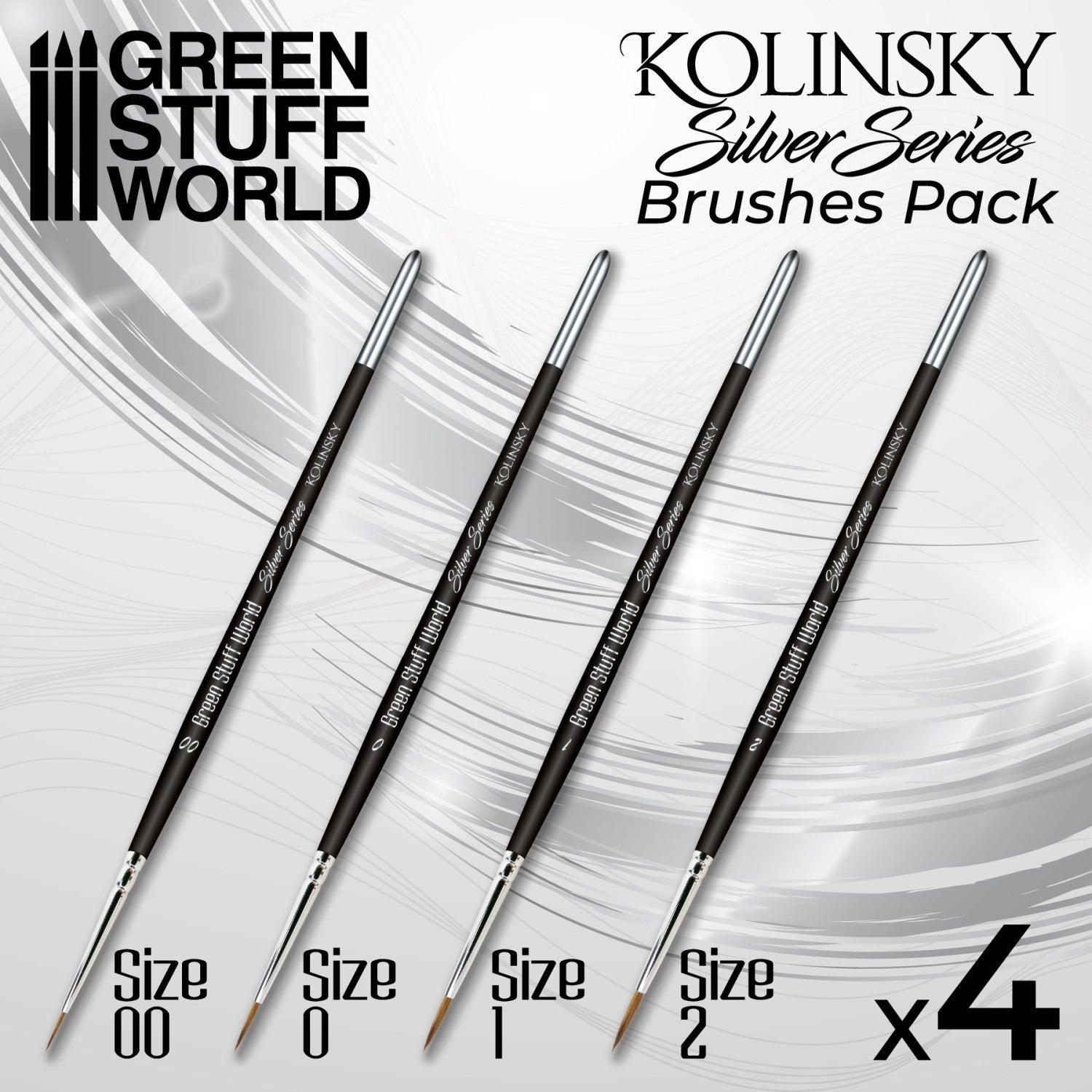 Kolinsky Brushes - SILVER SERIE PACK x4