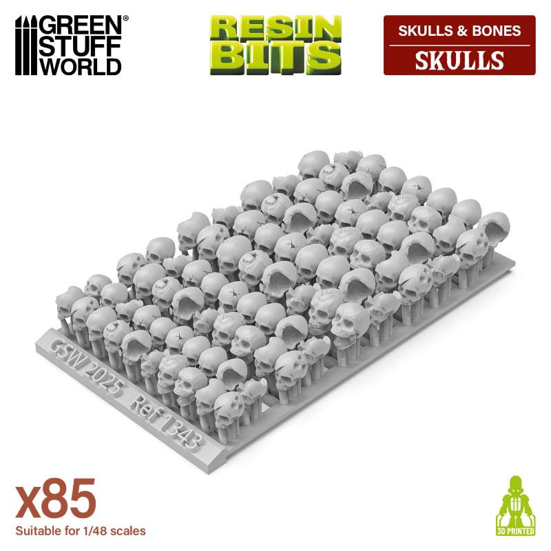 Resin Skulls Pack | Set smolastih lobanja (85 kom, 1:48-1:35 razmera)