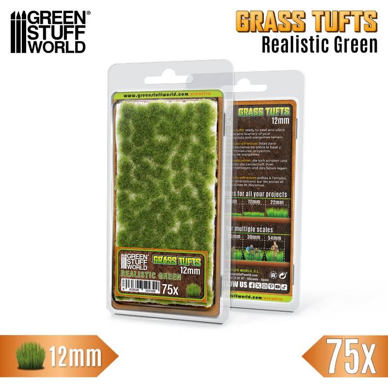 Static Grass Tufts 12mm Realistic Green | Buseni trave 12mm realistična zelena