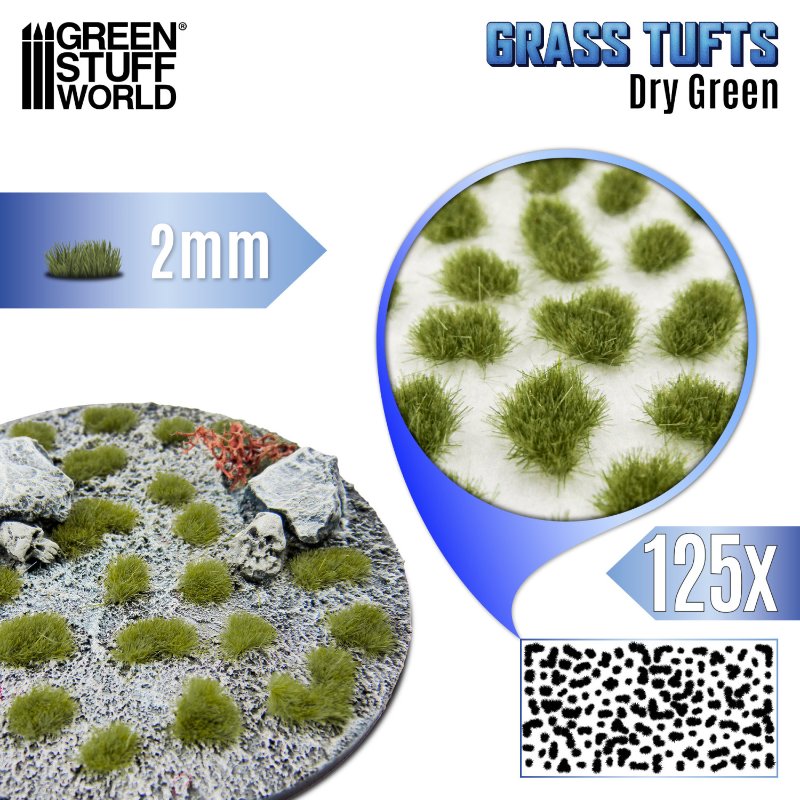 Static Grass Tufts 2mm Dry Green | Buseni trave 2mm suvo zeleni