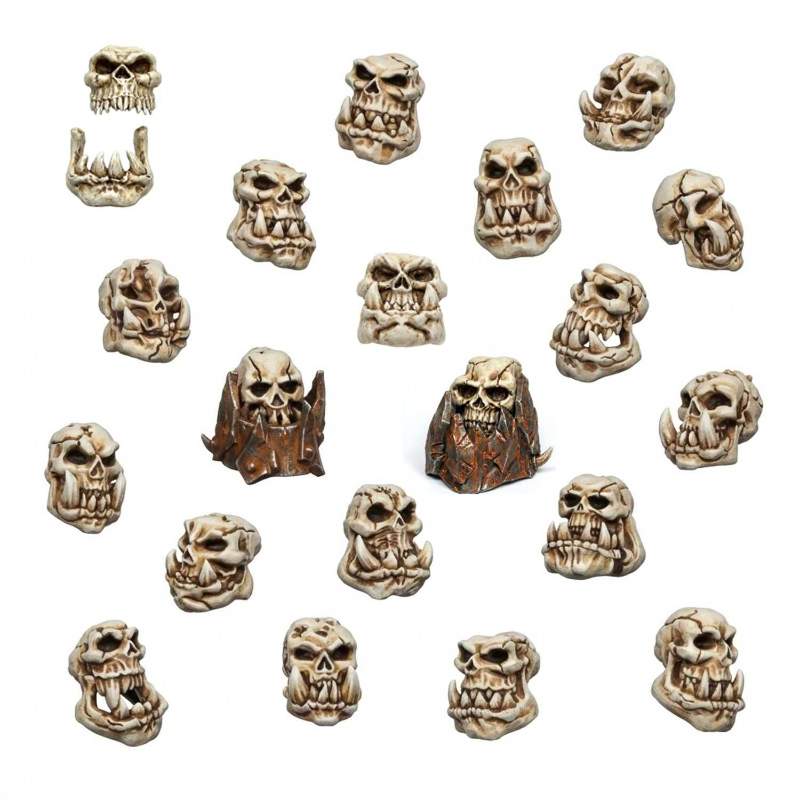 3D Printed Ork Skulls Set | 3D štampani ork lobanje set (21 kom, 1:48 razmera)