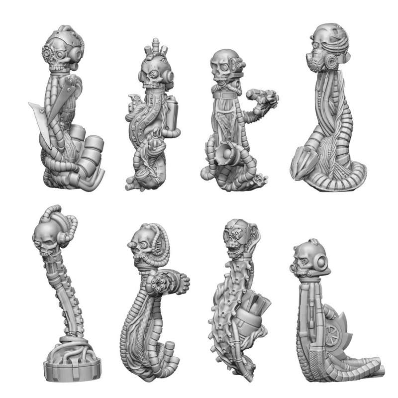 3D Printed Servo Skulls Set | 3D štampani servo lobanje set (8 kom, 1:48 razmera)