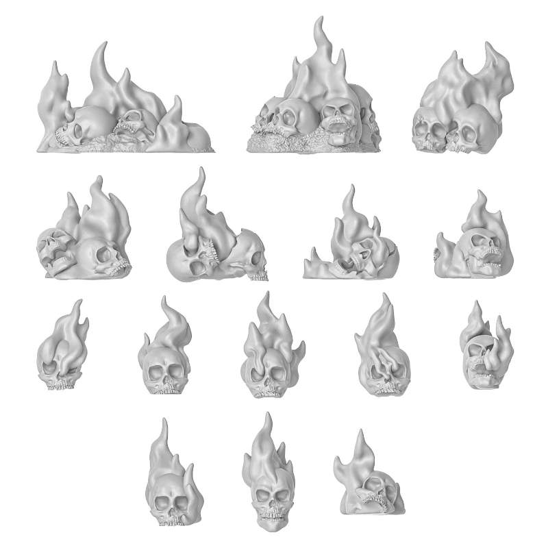 Flaming Resin Skulls Set | Plamene smolaste lobanje set (30 kom, 1:48 razmera)
