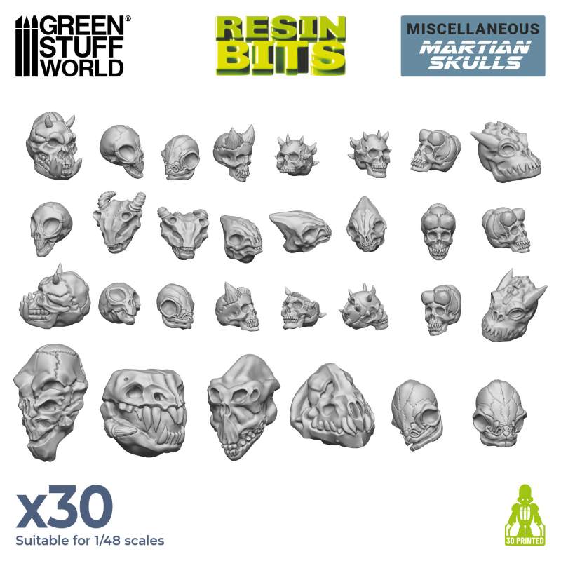 3D Printed Alien Skulls Set | 3D štampani set alien lobanja (21 kom, 1:48 razmera)