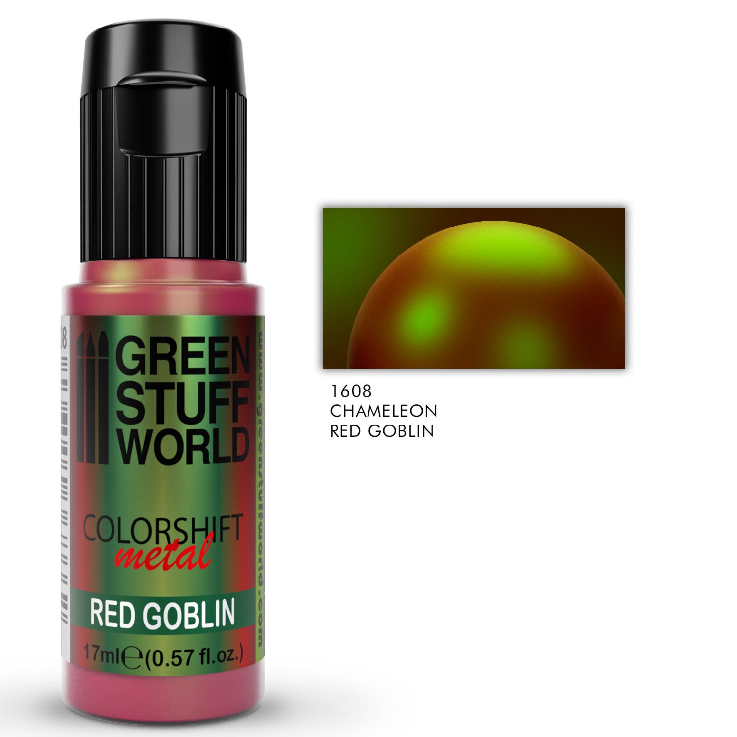 Detalj Chameleon Red Goblin – metalik interference i prelazi crvene nijanse za modele i minijature