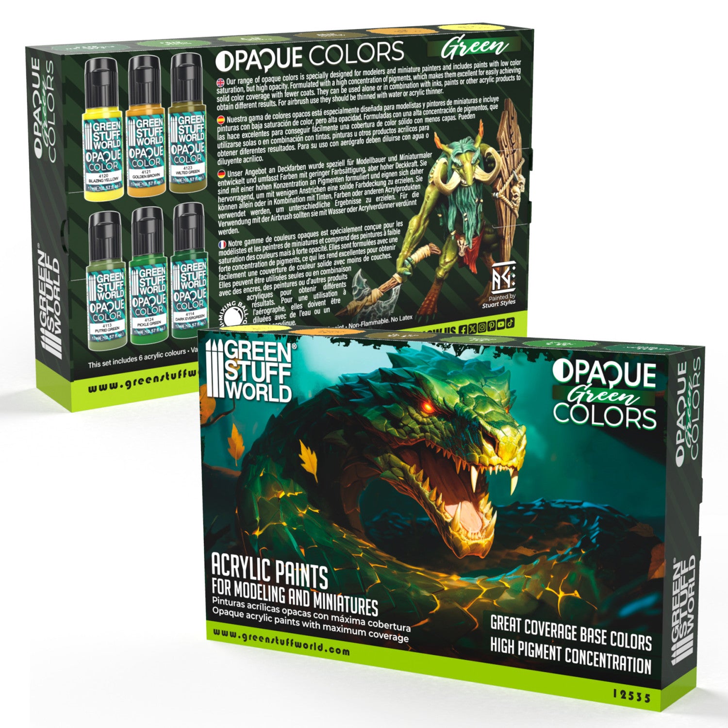 PAINT SET - Opaque Colors GREEN (Box x6)