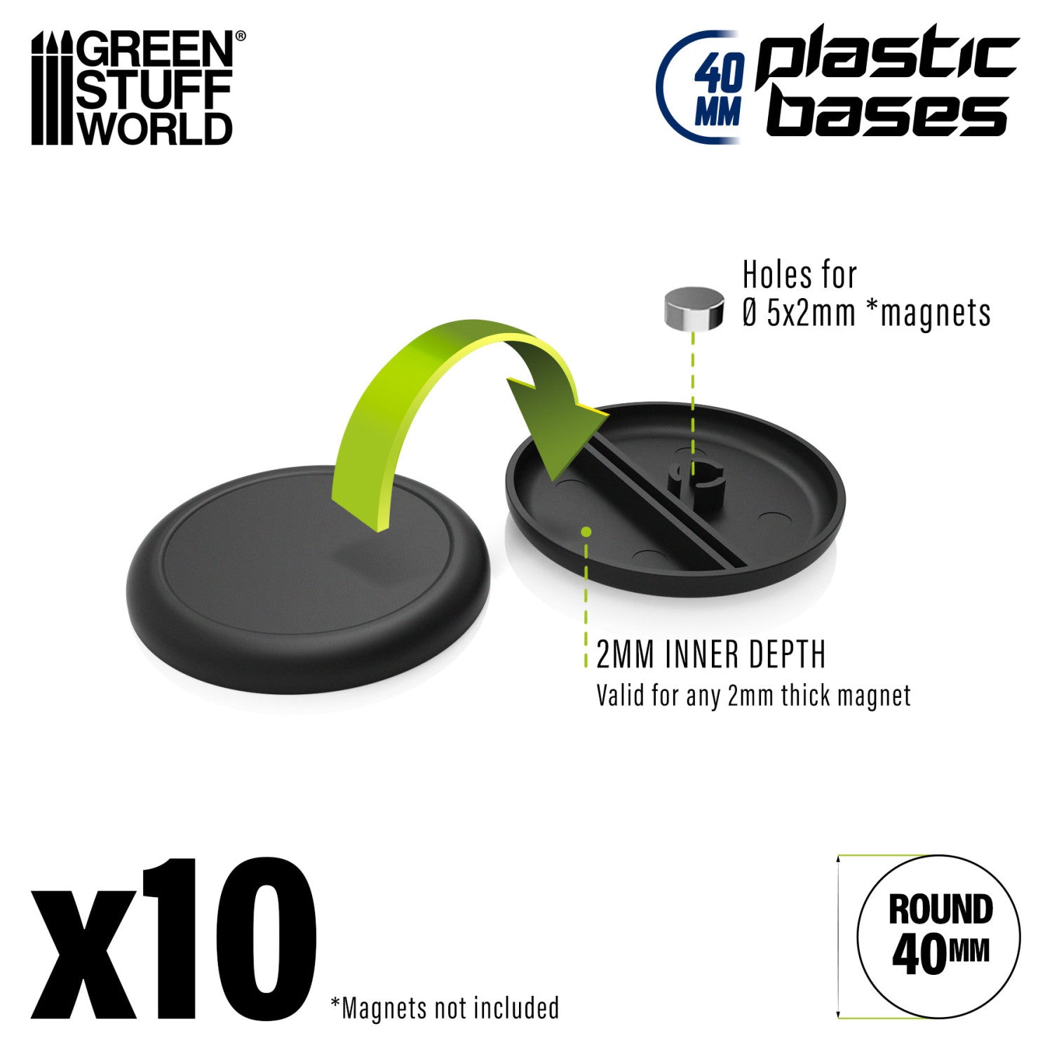 Plastic Round Base with Lips 40mm (Pack x10) | Plastična Postolja 40mm