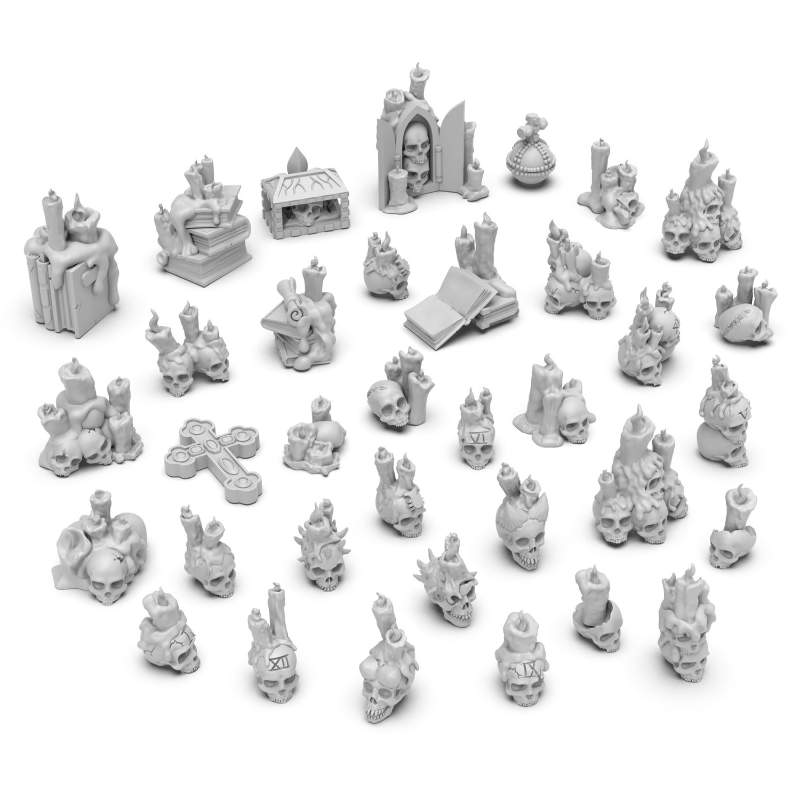 Skull Cult with Candles Set | Set kult lobanja sa svećama (35 kom, 1:48-1:35 razmera)