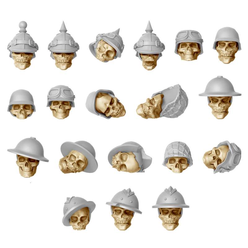 Resin Skulls with Helmets Set | Set smolastih lobanja sa kacigama (40 kom, 1:48 razmera)