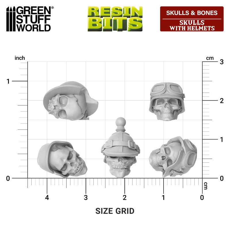 Resin Skulls with Helmets Set | Set smolastih lobanja sa kacigama (40 kom, 1:48 razmera)
